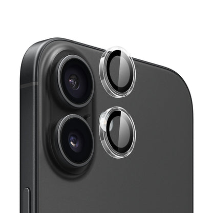 Blueo Metal Frame Achtercamera Beschermfolie voor Apple iPhone 16 Plus / 16, Gehard Glas, Transparant