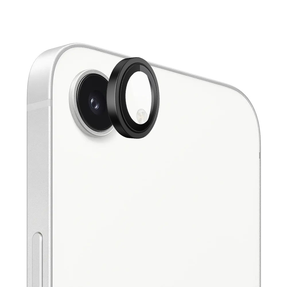 Blueo Metal Frame Rear Camera Protective Film for Apple iPhone 17e / 16e, Tempered Glass, Black