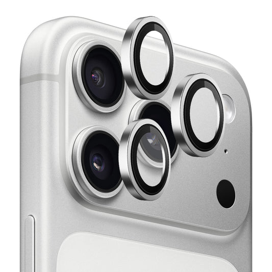 Beschermfolie Achtercamera Blueo Metal Frame voor Apple iPhone 17 Pro Max / 17 Pro, Gehard Glas, Zilverkleurig