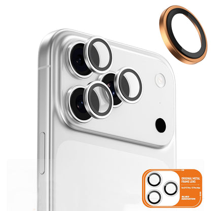Beschermfolie Blueo Metal Frame voor de achtercamera van Apple iPhone 17 Pro Max / 17 Pro, Gehard Glas, Oranje