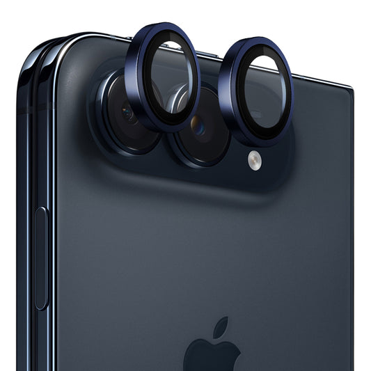 Blueo Metal Frame-beschermfolie voor de achtercamera van Apple iPhone Duo, gehard glas, blauw