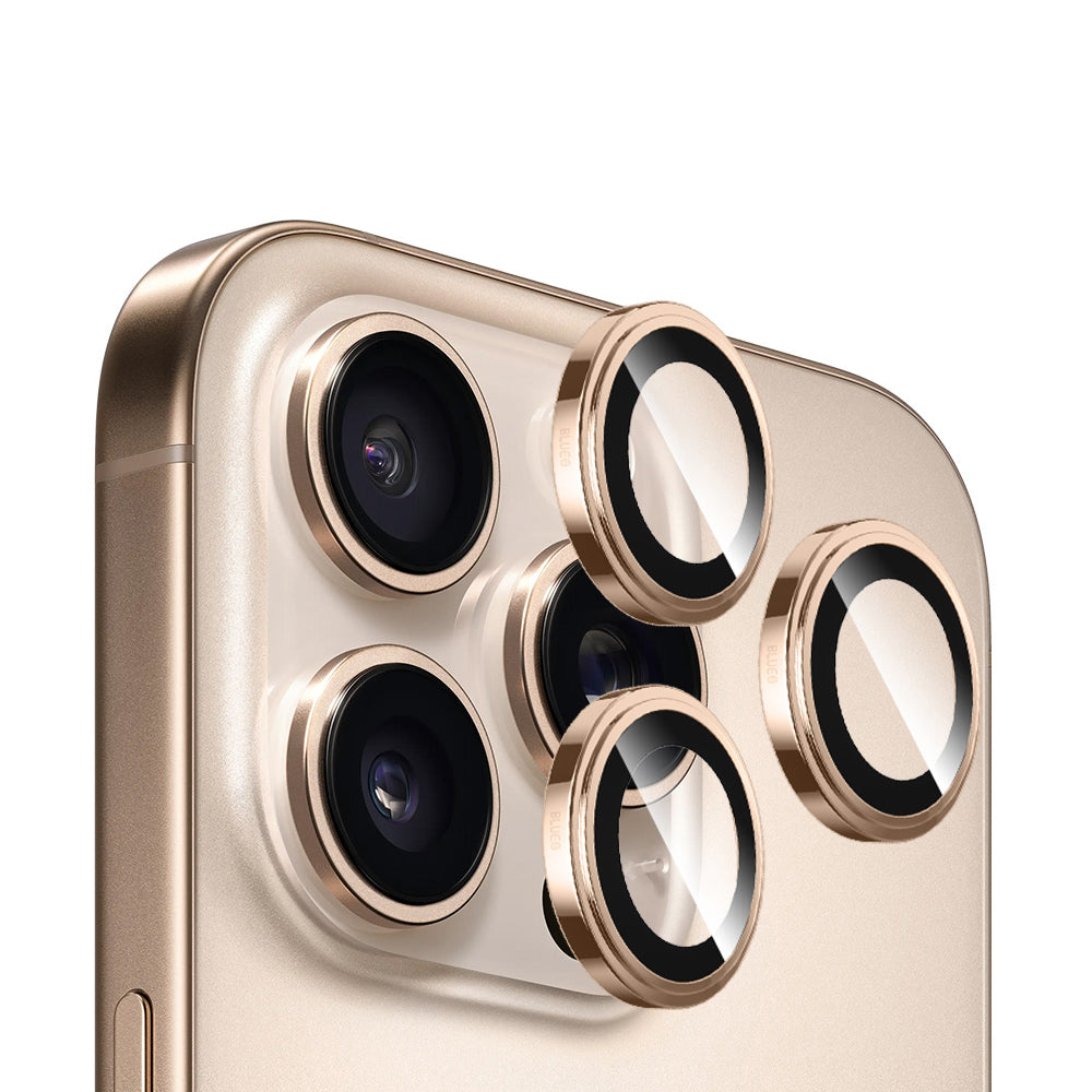 Blueo Sapphire Crystal Achtercamera Beschermfolie voor Apple iPhone 14 Pro Max / 14 Pro, Gehard Glas, Goudkleurig