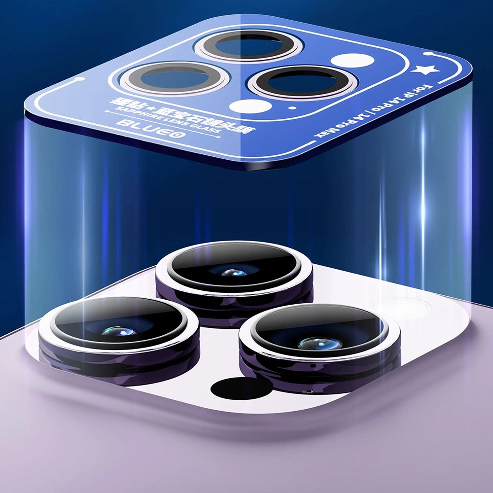 Blueo Sapphire Crystal Achtercamera Beschermfolie voor Apple iPhone 14 Pro Max / 14 Pro, Gehard Glas, Multicolor