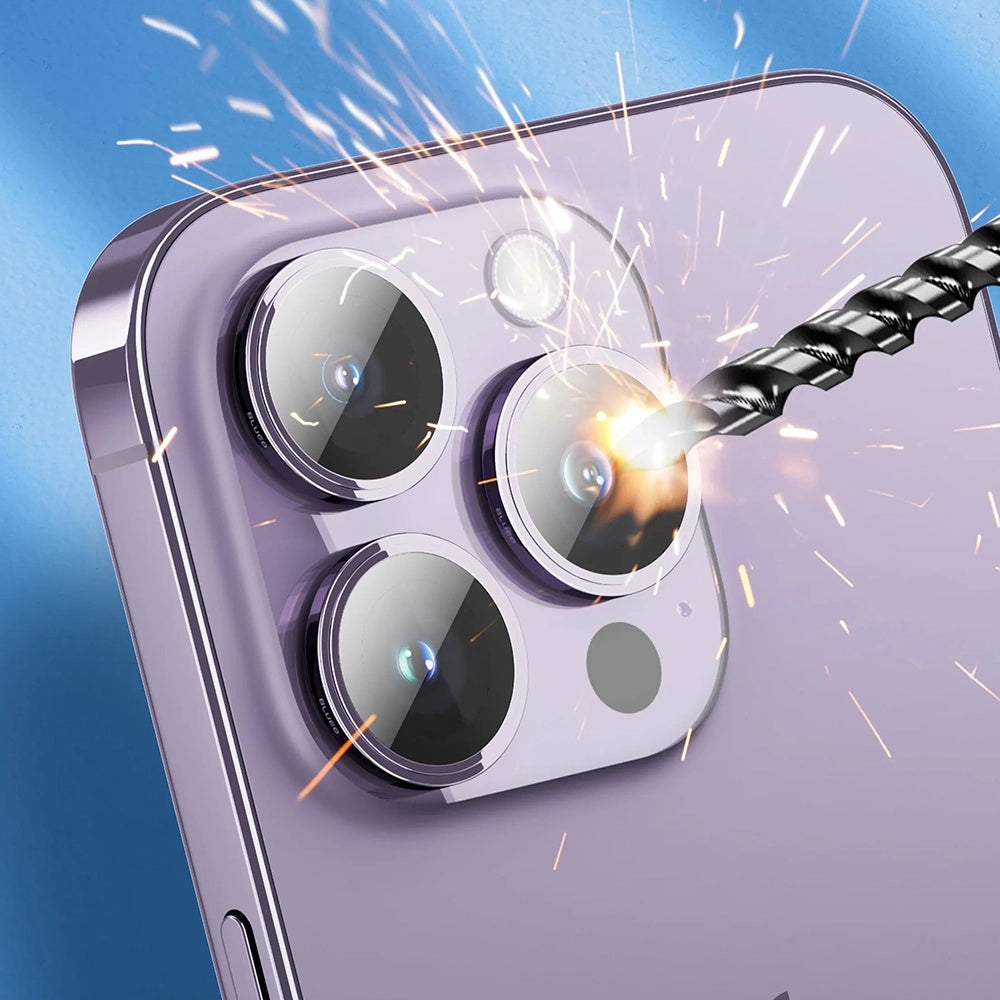 Blueo Sapphire Crystal Achtercamera Beschermfolie voor Apple iPhone 16 Pro Max / 16 Pro, Gehard Glas, Zilver