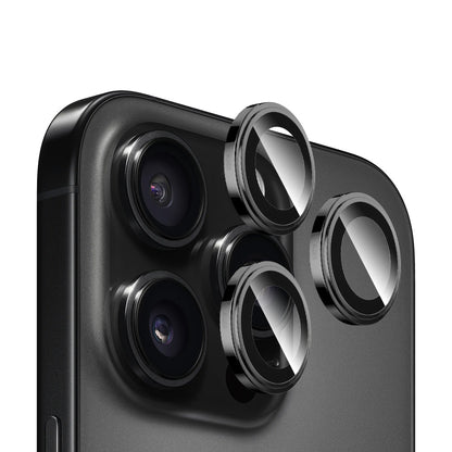 Blueo Sapphire Crystal Achtercamera Beschermfolie voor Apple iPhone 16 Pro Max / 16 Pro, Gehard Glas, Zwart