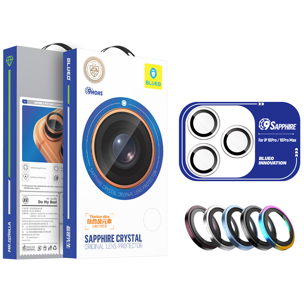 Blueo Sapphire Crystal beschermfolie voor de achtercamera van Apple iPhone 18 Pro / 18 Pro Max, gehard glas, bordeauxrood