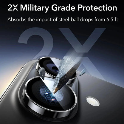 Beschermfolie Achtercamera ESR Armorite voor Apple iPhone 17 / 16 Plus / 16, Gehard Glas, Set van 2 stuks, Zwart