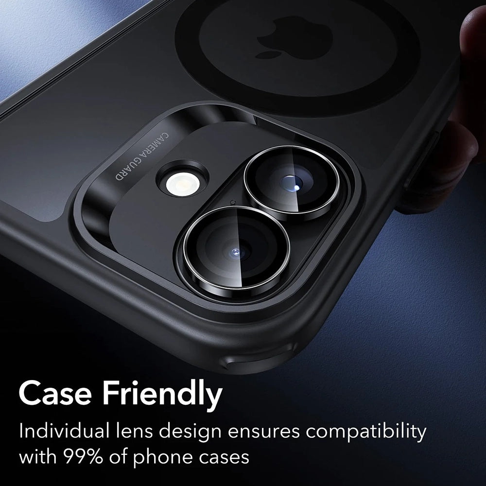 Beschermfolie Achtercamera ESR Armorite voor Apple iPhone 17 / 16 Plus / 16, Gehard Glas, Set van 2 stuks, Zwart