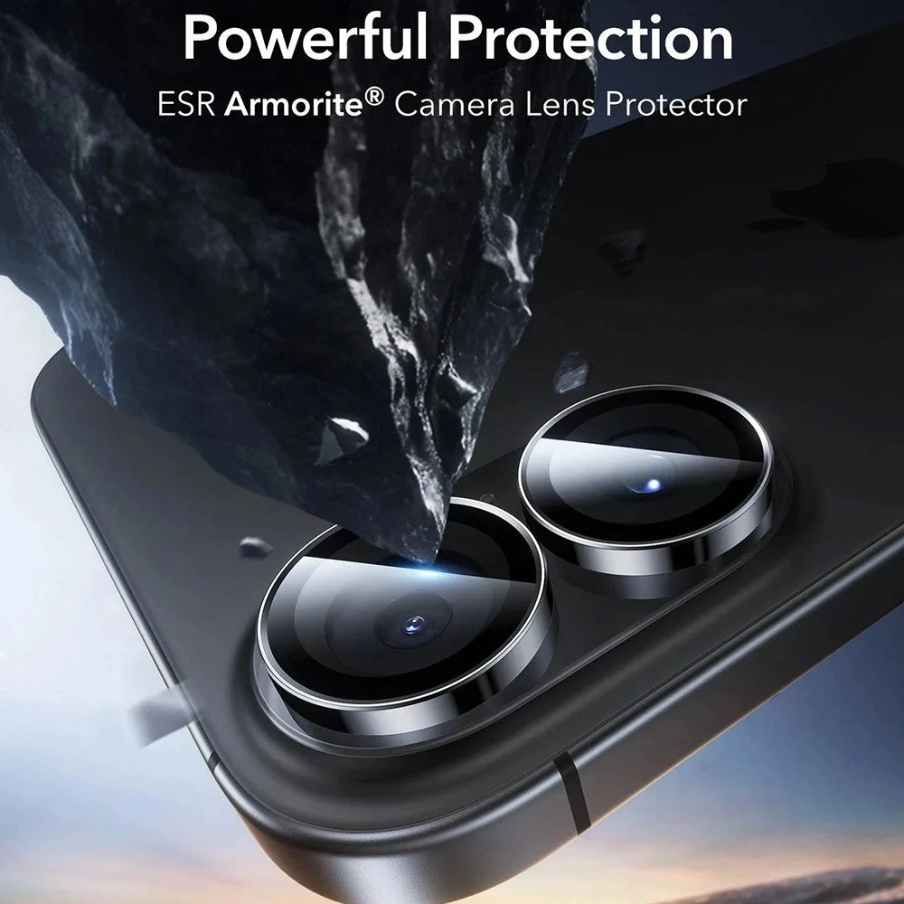 Beschermfolie Achtercamera ESR Armorite voor Apple iPhone 17 / 16 Plus / 16, Gehard Glas, Set van 2 stuks, Zwart