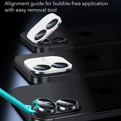 Beschermfolie Achtercamera ESR Armorite voor Apple iPhone 17 / 16 Plus / 16, Gehard Glas, Set van 2 stuks, Zwart