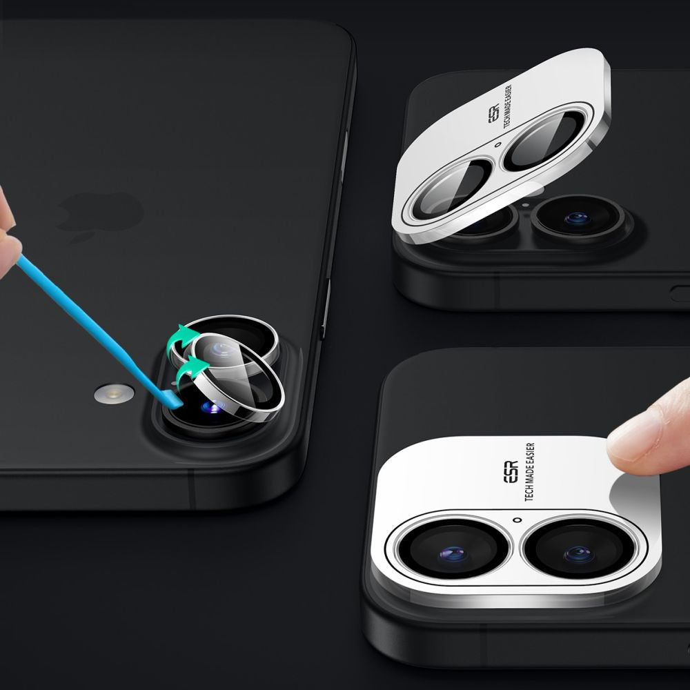 Beschermfolie Achtercamera ESR Armorite voor Apple iPhone 17 / 16 Plus / 16, Gehard Glas, Transparant