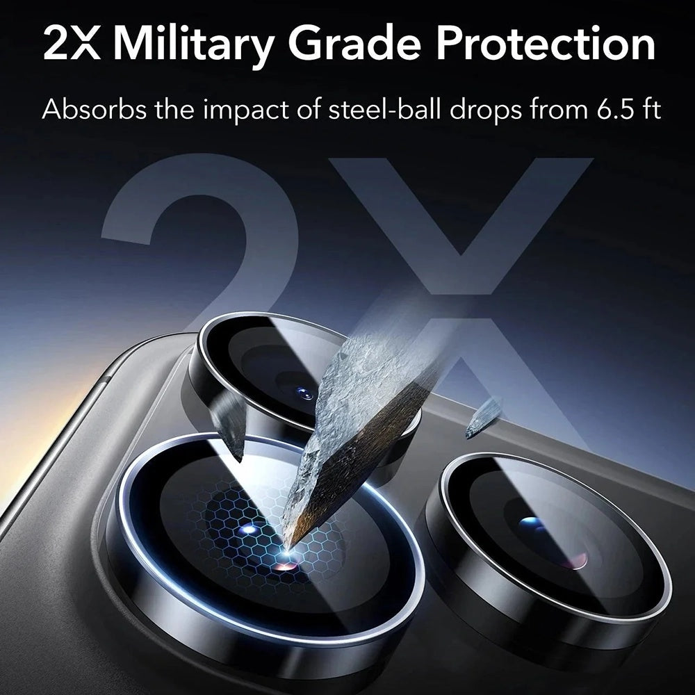 Beschermfolie Achtercamera ESR Armorite voor Apple iPhone 17 Pro Max, Gehard Glas, Set van 2 stuks, Zwart