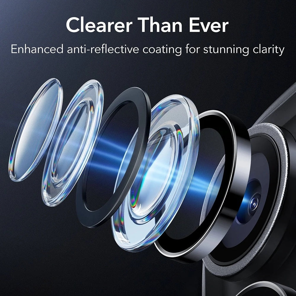 Beschermfolie Achtercamera ESR Armorite voor Apple iPhone 18 Pro / 18 Pro max, Gehard Glas, Zwart