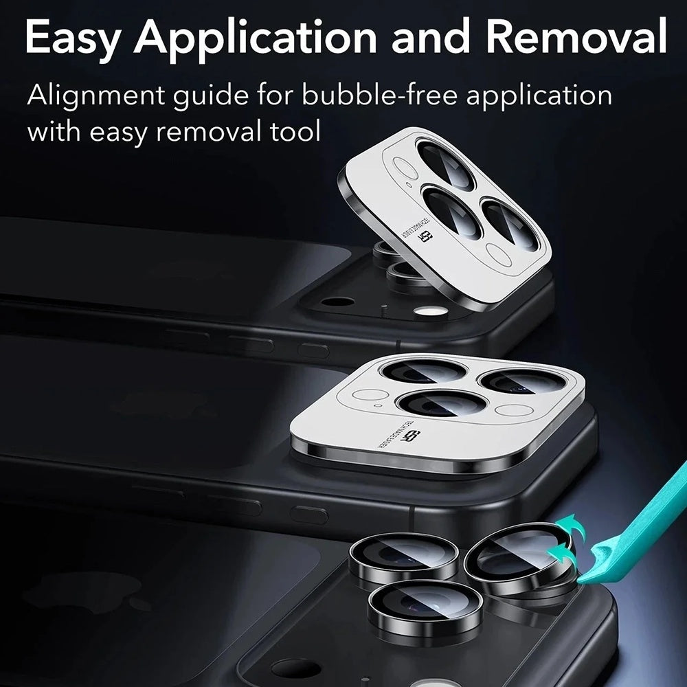 Beschermfolie Achtercamera ESR Armorite voor Apple iPhone 18 Pro / 18 Pro max, Gehard Glas, Zwart