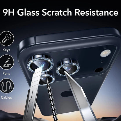 ESR Glitter Diamond Armorite Rear Camera Protector for Apple iPhone 17 Pro Max / 17 Pro, Tempered Glass, Full Glue, Blue