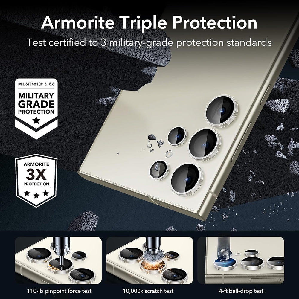 ESR Achtercamera Beschermfolie voor Samsung Galaxy S24 Ultra S928, Gehard Glas, Set van 2 Stuks, Transparant