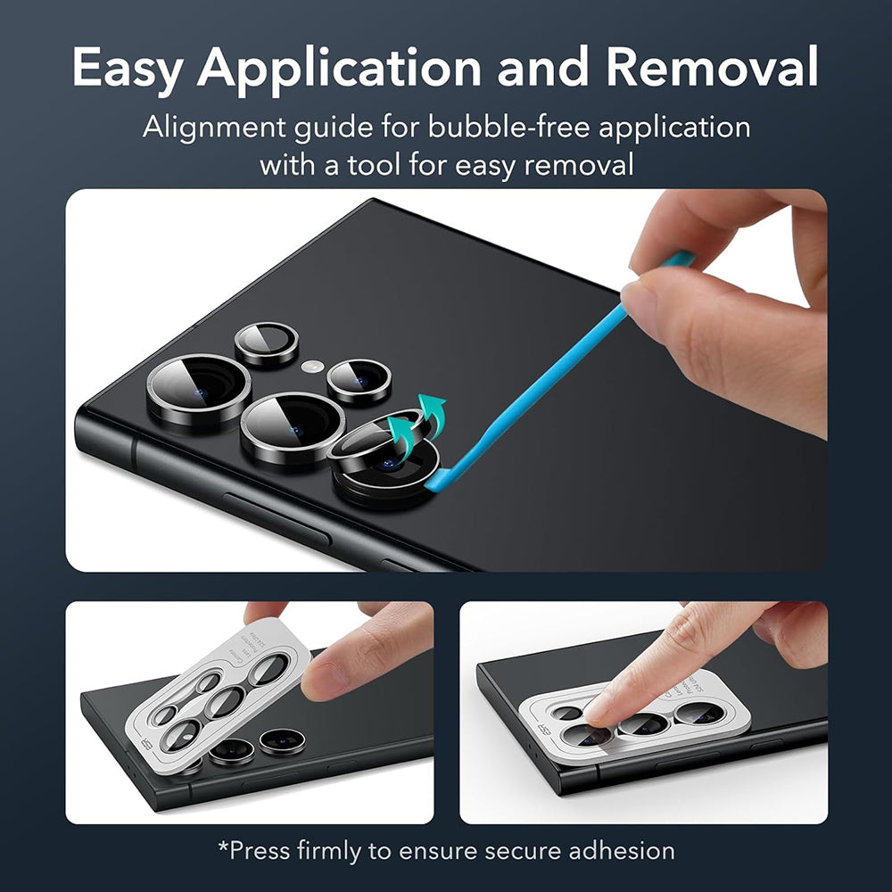 Beschermfolie Achtercamera ESR voor Samsung Galaxy S24 Ultra S928, Gehard Glas, Set van 2 stuks, Zwart