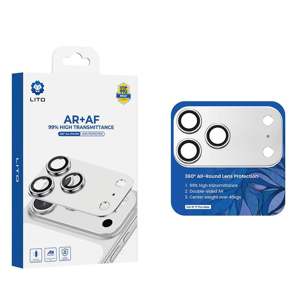Beschermfolie Achtercamera Lito Crown Halo AR + AF voor Apple iPhone 18 Pro Max, Gehard Glas, Zilver