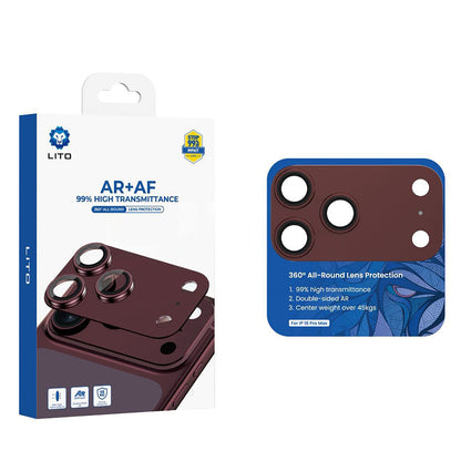 Beschermfolie Achtercamera Lito Crown Halo AR + AF voor Apple iPhone 18 Pro Max, Gehard Glas, Bordeauxrood