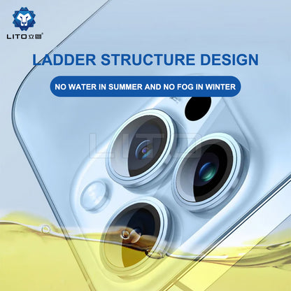 Lito S+ Rear Camera Protective Film for Apple iPhone 15 Pro Max / 15 Pro, Tempered Glass, Blue
