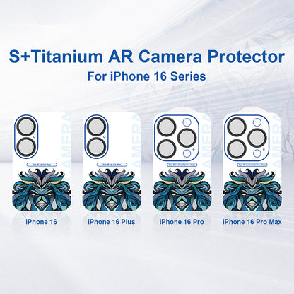 Lito S+ Achtercamera Beschermfolie voor Apple iPhone 16 Pro Max / 16 Pro, Gehard Glas, Zwart