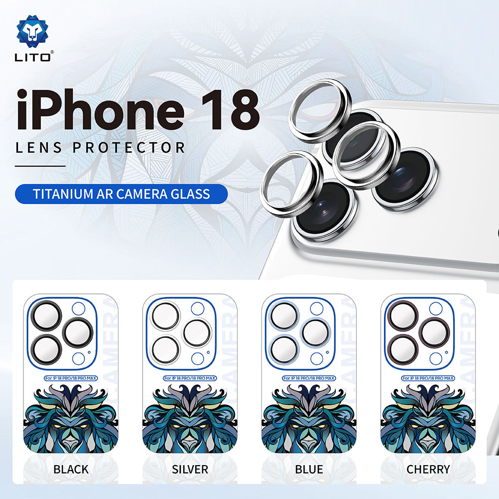 Lito Titanium AR Achtercamera Beschermfolie voor Apple iPhone 18 Pro / 18 Pro Max, Gehard Glas, Blauw