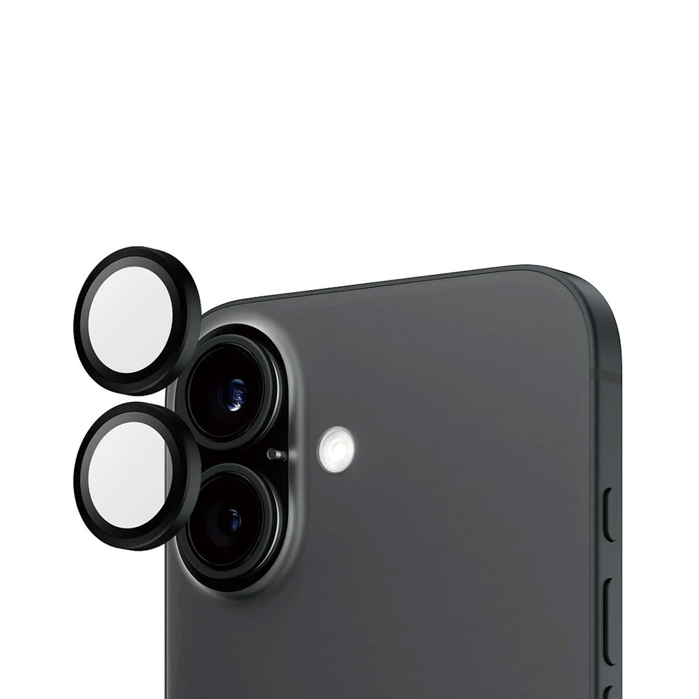 Beschermfolie PanzerGlass Hoops voor de achtercamera van Apple iPhone 16 Plus / 16, Gehard Glas, Zwart