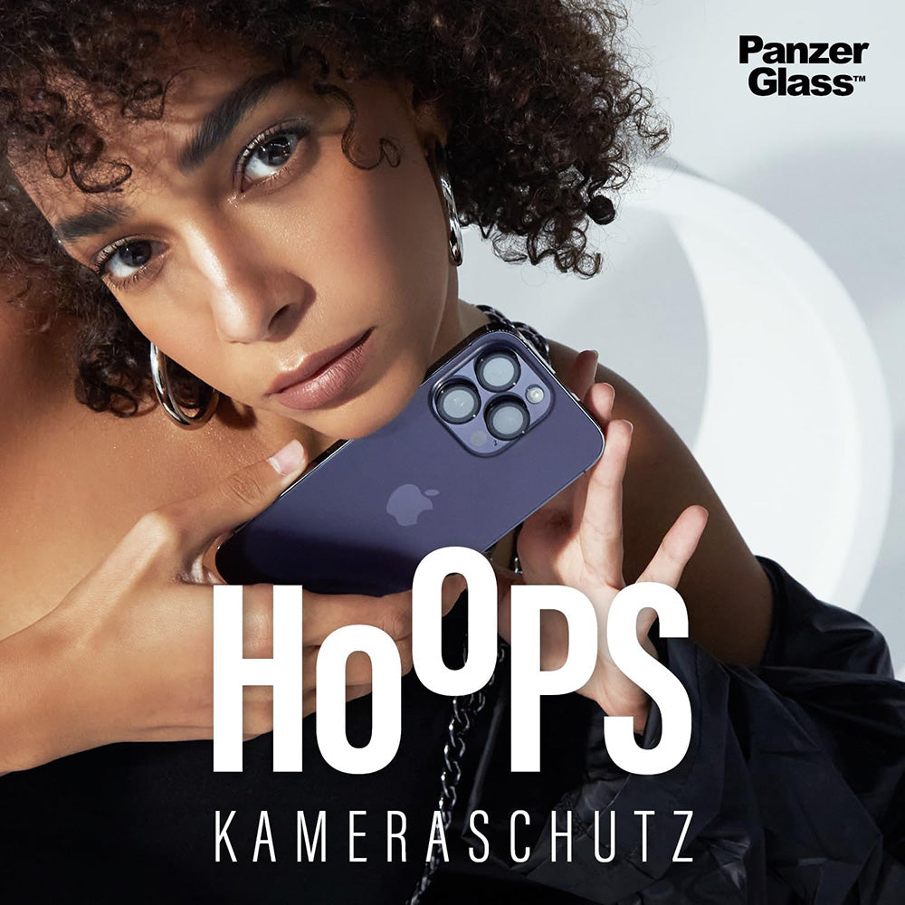 Beschermfolie PanzerGlass Hoops voor de achtercamera van Apple iPhone 16 Plus / 16, Gehard Glas, Zwart
