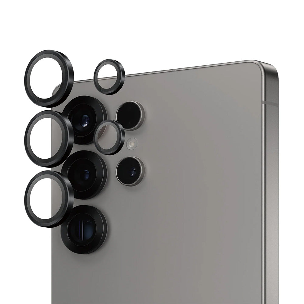 Beschermfolie PanzerGlass Hoops voor de achtercamera van Samsung Galaxy S25 Ultra S938, Gehard Glas, Zwart