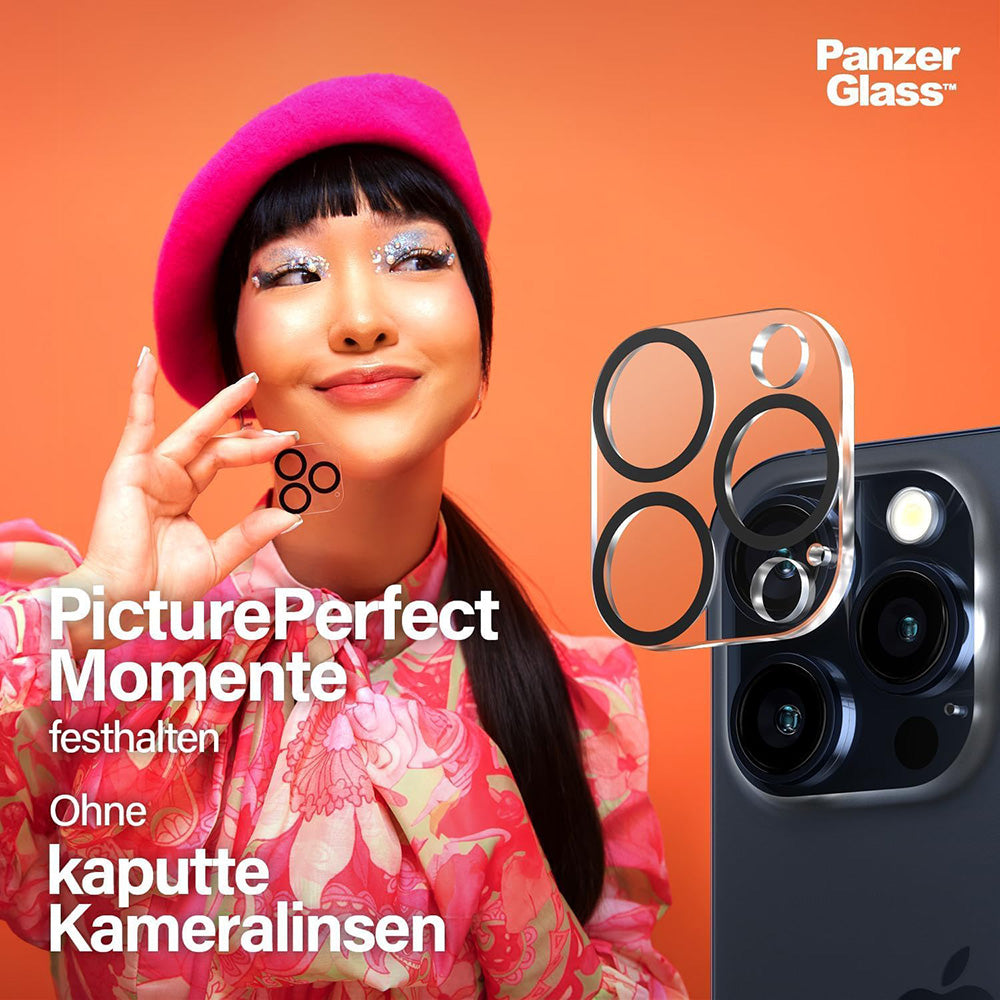 Beschermfolie Achtercamera PanzerGlass PicturePerfect voor Apple iPhone 16 Pro Max / 16 Pro, Gehard Glas, Transparant