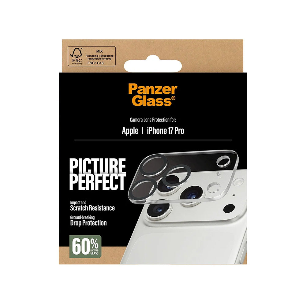 Beschermfolie Achtercamera PanzerGlass PicturePerfect voor Apple iPhone 17 Pro, Gehard Glas, Transparant