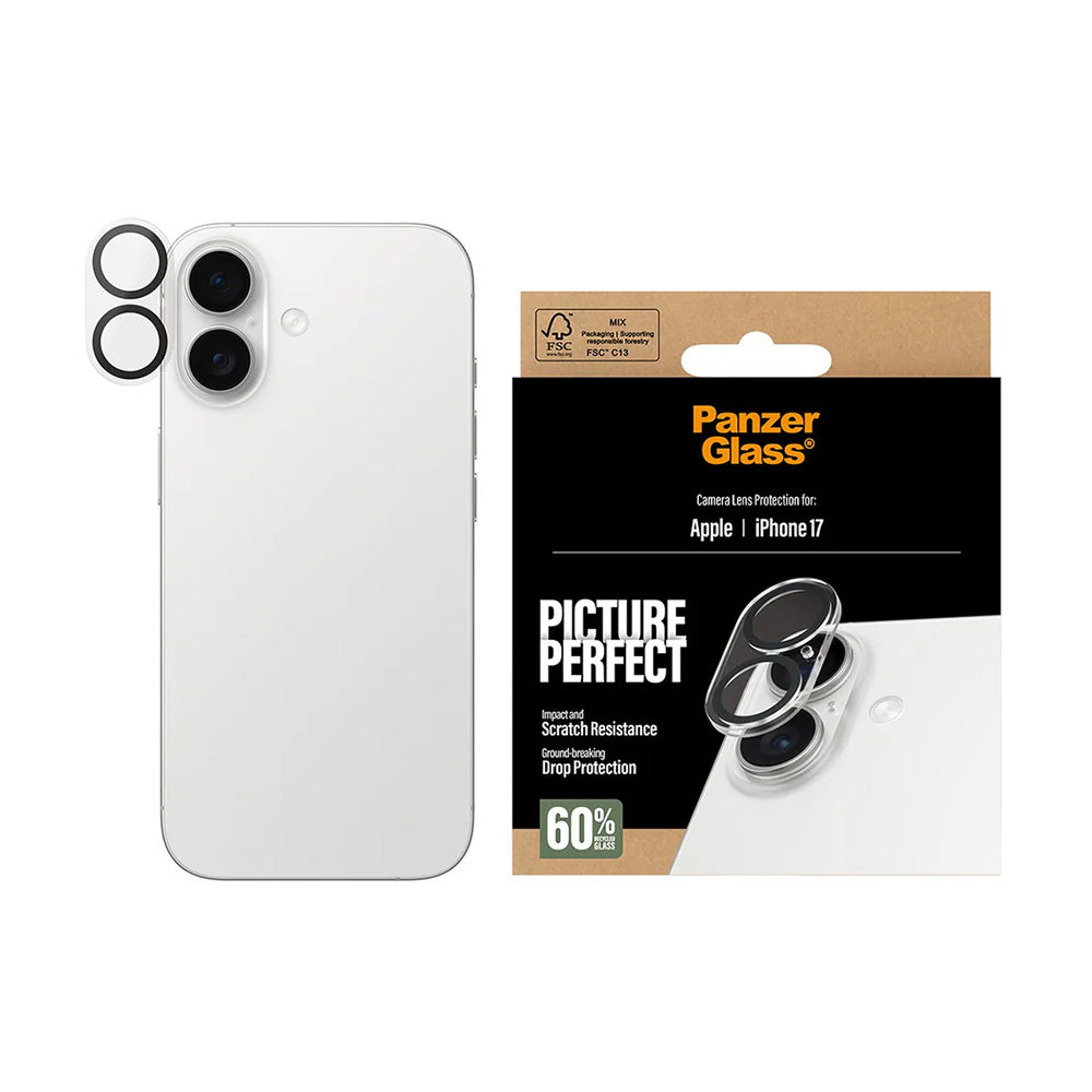 Beschermfolie Achtercamera PanzerGlass PicturePerfect voor Apple iPhone 17, Gehard Glas, Transparant