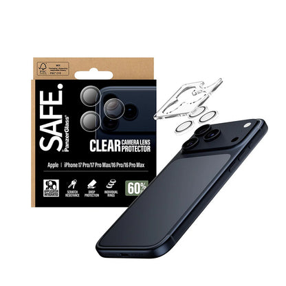 Beschermfolie PanzerGlass Safe voor de achtercamera. voor Apple iPhone 17 Pro Max / 17 Pro / 16 Pro Max / 16 Pro, Gehard Glas, Transparant