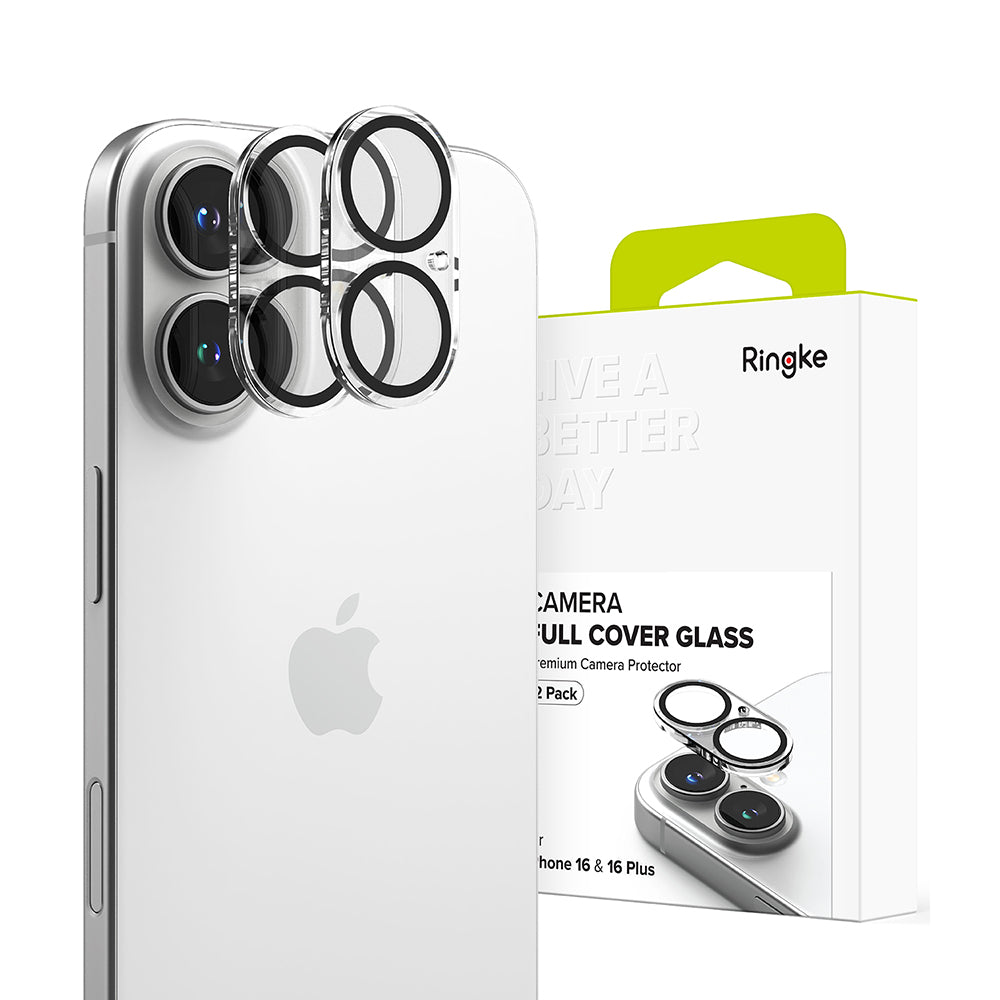 Ringke Achtercamera Beschermfolie voor Apple iPhone 16 Plus / 16, Gehard Glas, Set van 2 Stuks, Transparant