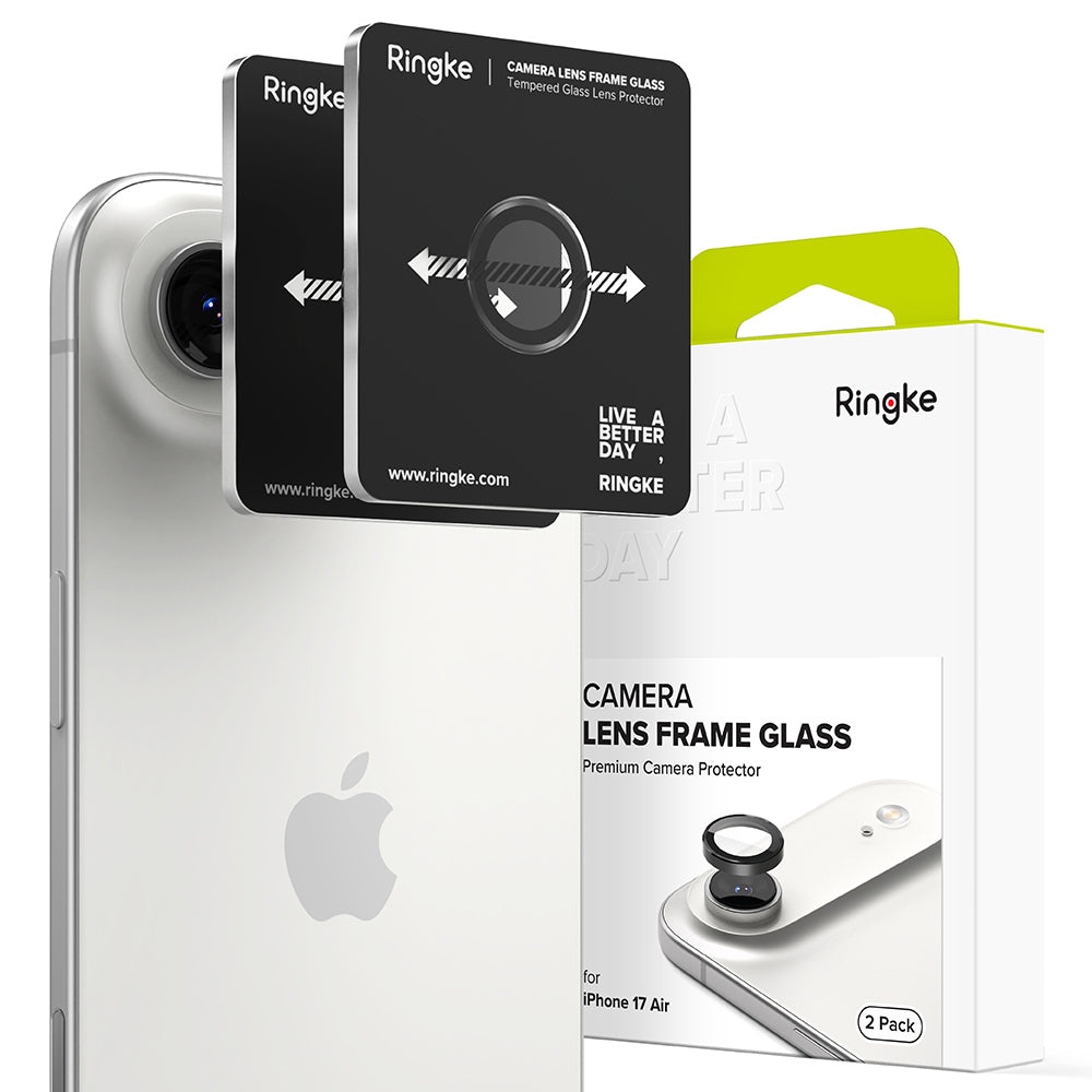 Beschermfolie Ringke Achtercamera voor Apple iPhone 17 Air, Gehard Glas, Zwart