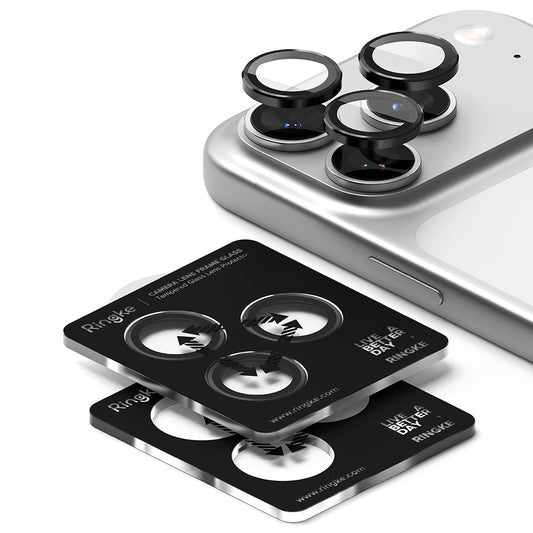 Beschermfolie Ringke Achtercamera voor Apple iPhone 17 Pro Max / 17 Pro, Gehard Glas, Zwart