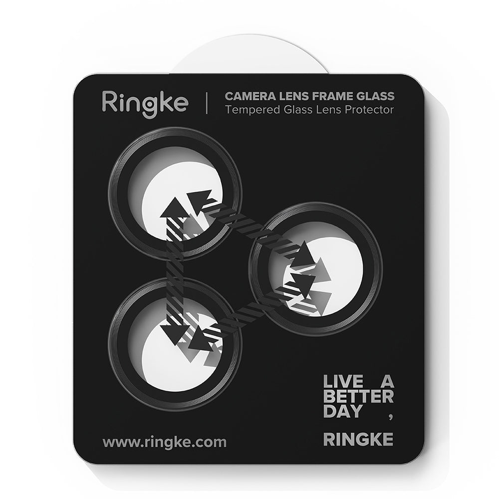 Beschermfolie Ringke Achtercamera voor Apple iPhone 17 Pro Max / 17 Pro, Gehard Glas, Zwart
