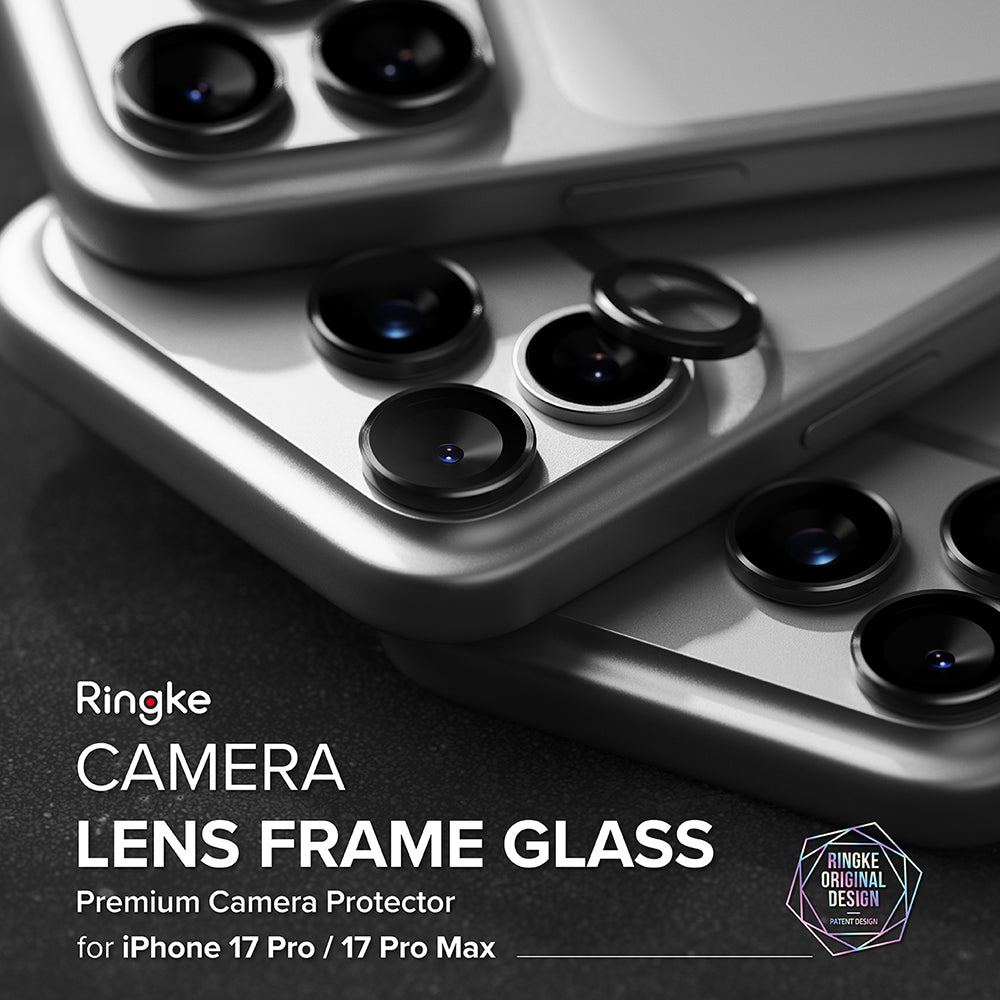 Beschermfolie Ringke Achtercamera voor Apple iPhone 17 Pro Max / 17 Pro, Gehard Glas, Zwart