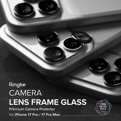 Beschermfolie Ringke Achtercamera voor Apple iPhone 17 Pro Max / 17 Pro, Gehard Glas, Zwart