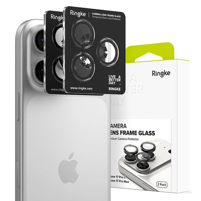 Beschermfolie Ringke Achtercamera voor Apple iPhone 17 Pro Max / 17 Pro, Gehard Glas, Zwart