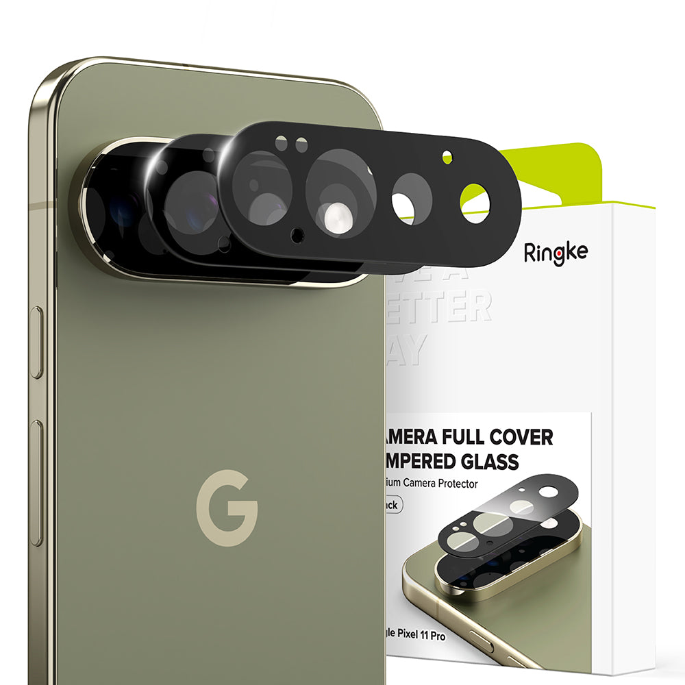 Ringke achtercamera beschermfolie voor Google Pixel 11 Pro, gehard glas, set van 2 stuks, zwart