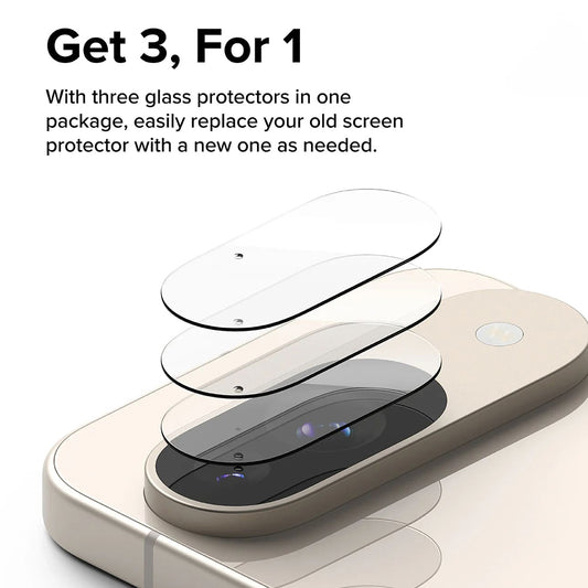 Ringke Rear Camera Protection Film for Google Pixel 9, Tempered Glass, Set of 3 Pieces, Transparent