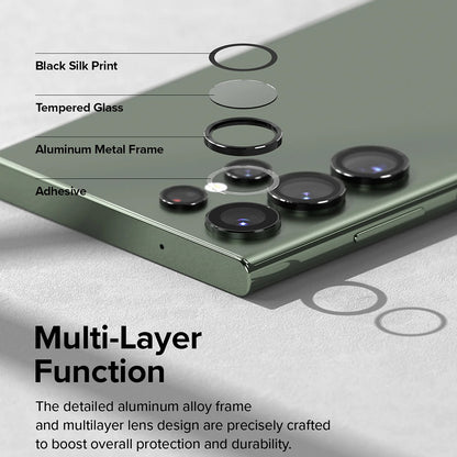 Ringke Rear Camera Protection Film for Samsung Galaxy S23 Ultra S918, Tempered Glass, Black