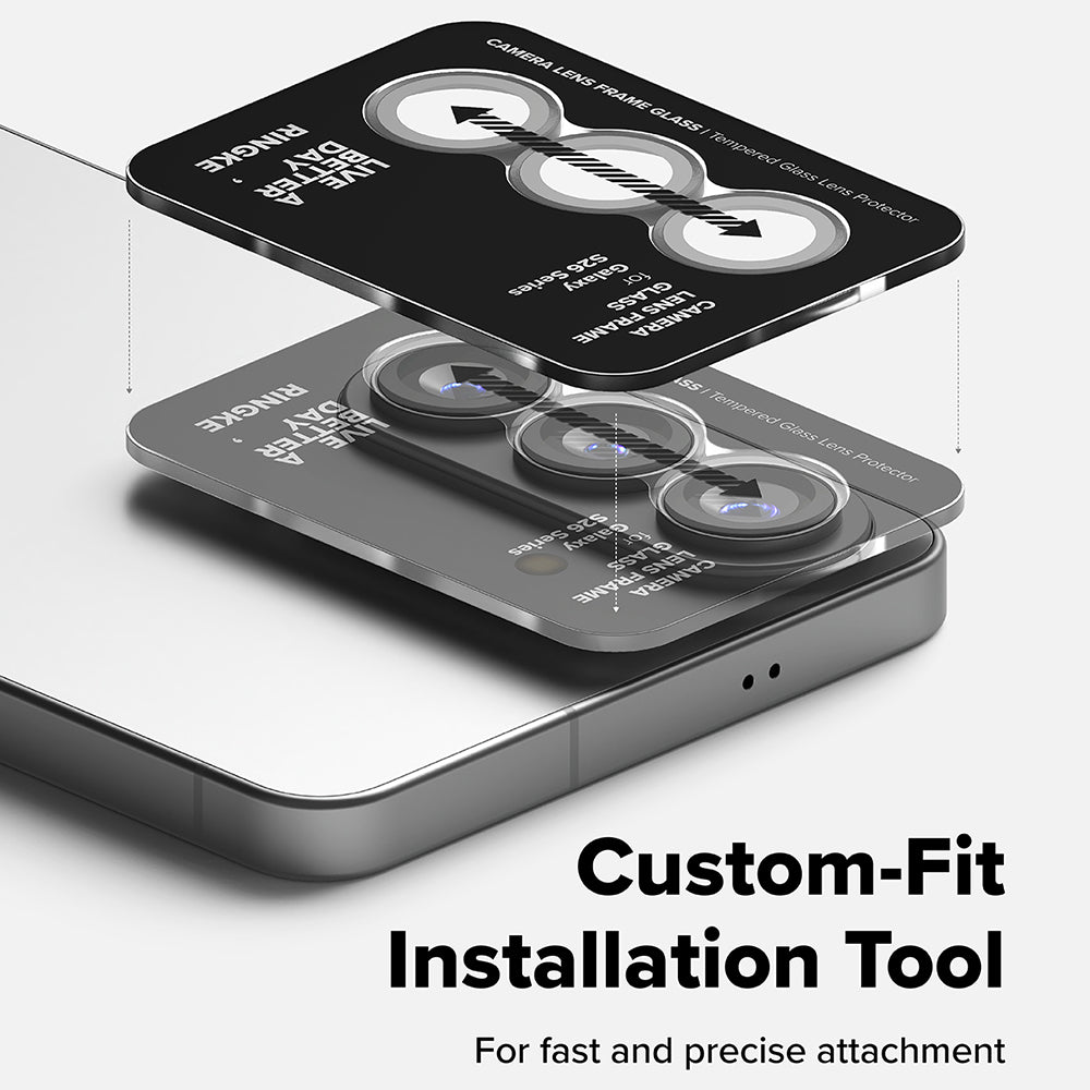 Beschermfolie Ringke Achtercamera voor Samsung Galaxy S26 Plus / S26, Gehard Glas, Set van 2 stuks, Zwart