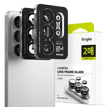 Beschermfolie Ringke Achtercamera voor Samsung Galaxy S26 Ultra S948, Gehard Glas, Set van 2 stuks, Zwart