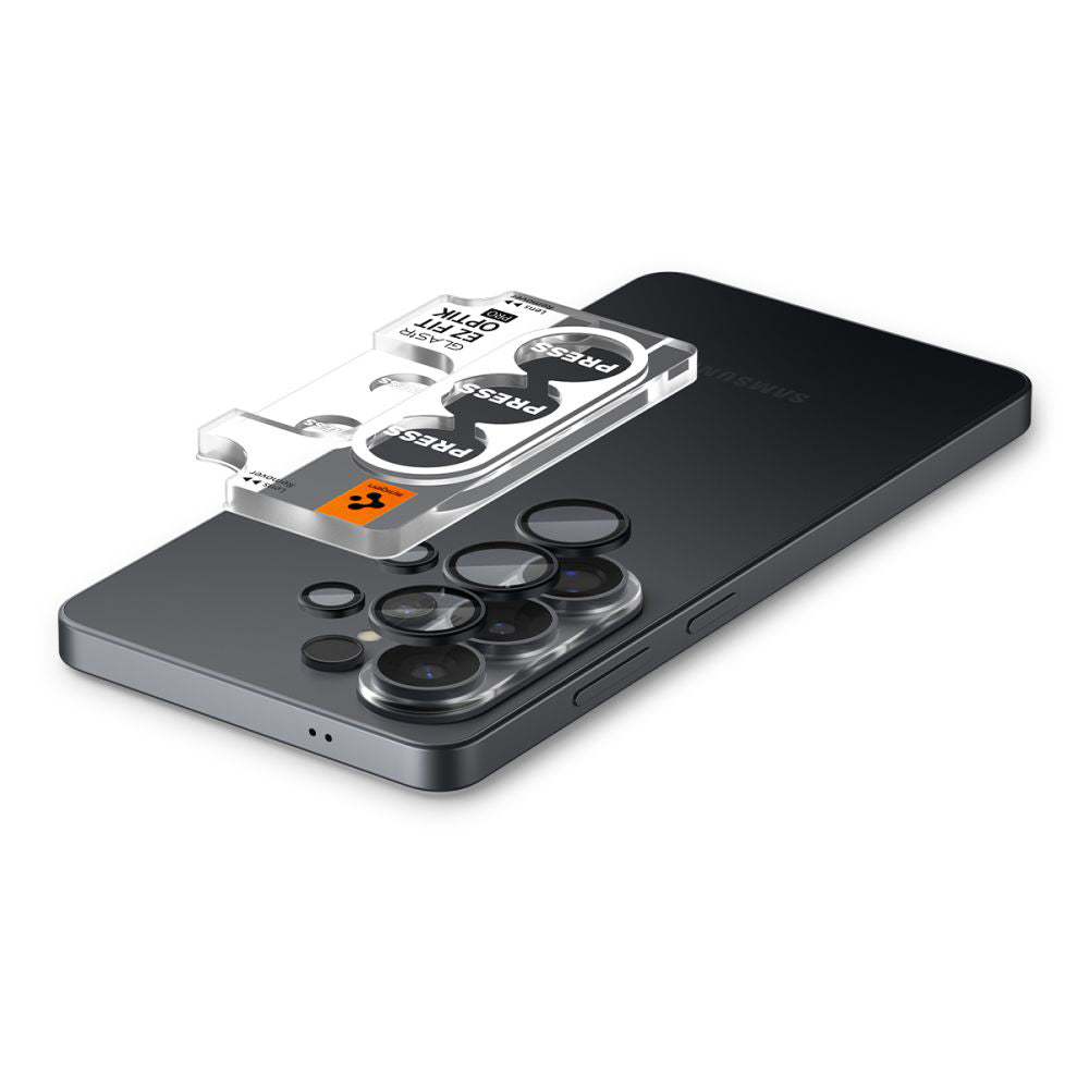 Beschermfolie Achtercamera Spigen GlastR EZ FIT Optik Pro HD voor Samsung Galaxy S26 Ultra S948, Gehard Glas, Set van 2 stuks, Zwart