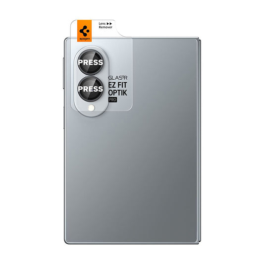 Beschermfolie Achtercamera Spigen GlastR EZ FIT Optik Pro HD voor Samsung Galaxy Z Fold8 F971, Gehard Glas, Set van 2 stuks, Zwart AGL11944