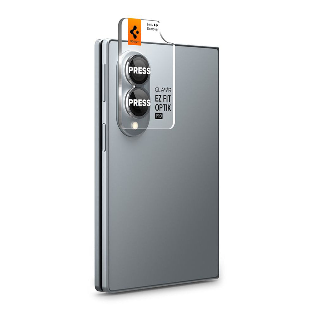 Beschermfolie Achtercamera Spigen GlastR EZ FIT Optik Pro HD voor Samsung Galaxy Z Fold8 F971, Gehard Glas, Set van 2 stuks, Zwart AGL11944