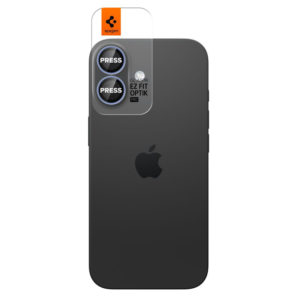 Beschermfolie Achtercamera Spigen GlastR EZ FIT Optik Pro voor Apple iPhone 17 / 16 Plus / 16, Gehard Glas, Set van 2 stuks, Blauw