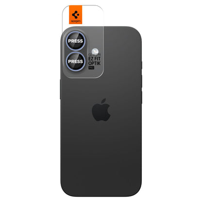 Beschermfolie Achtercamera Spigen GlastR EZ FIT Optik Pro voor Apple iPhone 17 / 16 Plus / 16, Gehard Glas, Set van 2 stuks, Blauw